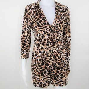 So Pretty!! Venus Animal Print Jumper Romper with Side Wrap and Tie